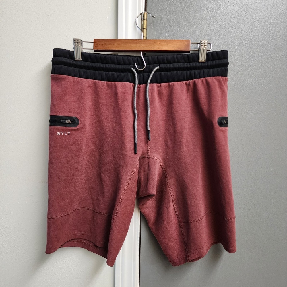 BYLT Jogger Shorts Men's L  Burgundy Premium Basics Casual Stretch Athleisure